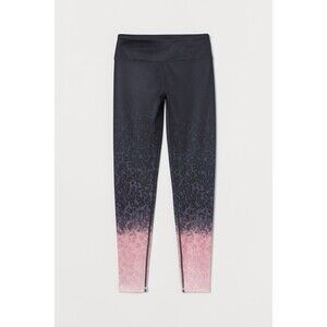 HM Sport Leggings Women Size M Coral Pink Leopard Print Black Gray Full Length
